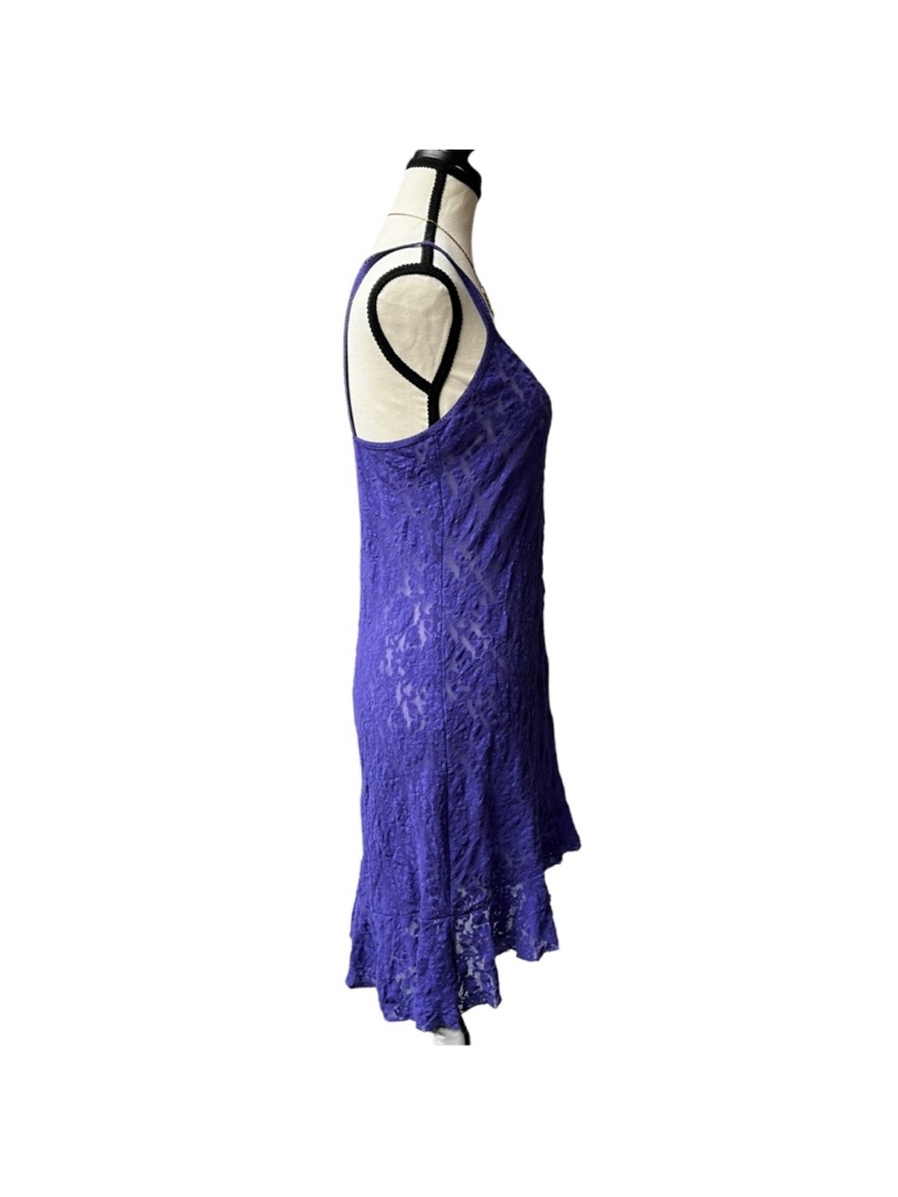 Hanky Panky Floral Purple Mini Slip Dress Size Large Lace Fairy Y2K Ruffle - Picture 5 of 11